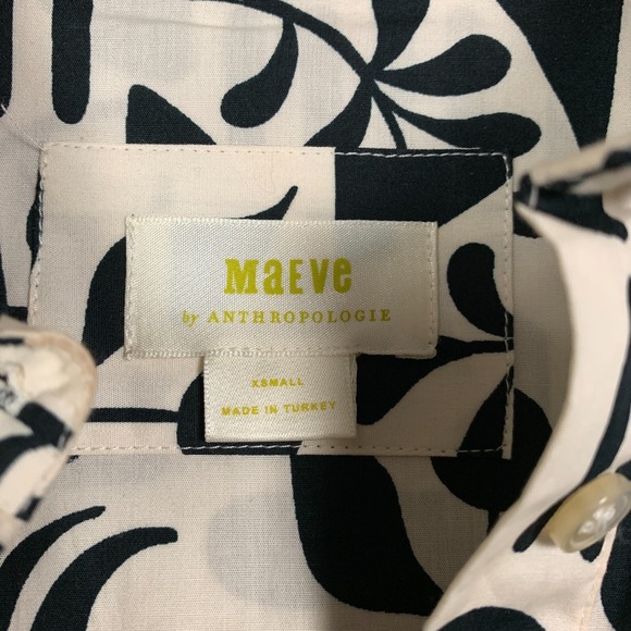 Anthropologie Maeve Bettina Shirt Dress XS Black Motif Printed Tiered Boho $148 - Picture 4 of 12